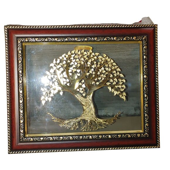 Diviniti 24K GP Tree of Life Framed Art Intricate Red Gold Border 3D Design - Picture 5 of 9